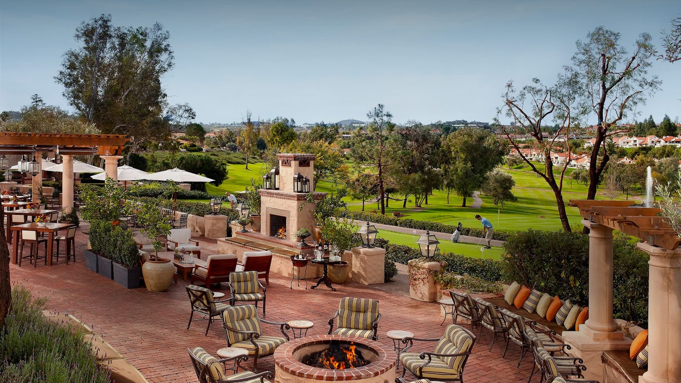The terrace and fire pit at Rancho Bernardo Inn